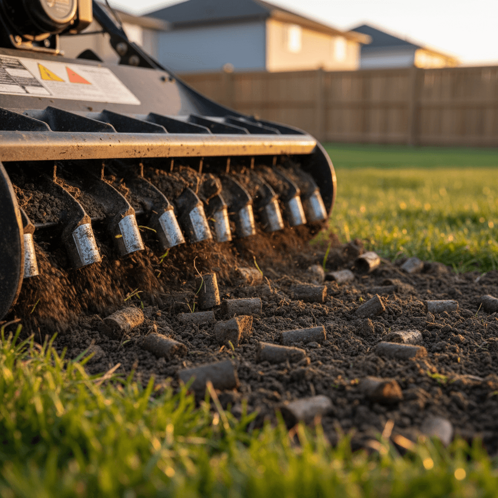 Spring lawn aeration and soil preparation